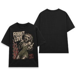 Áo thun Ferret Love Black - mặt trước và mặt sau