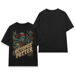 Áo thun Octopus Potter Black - mặt trước và mặt sau