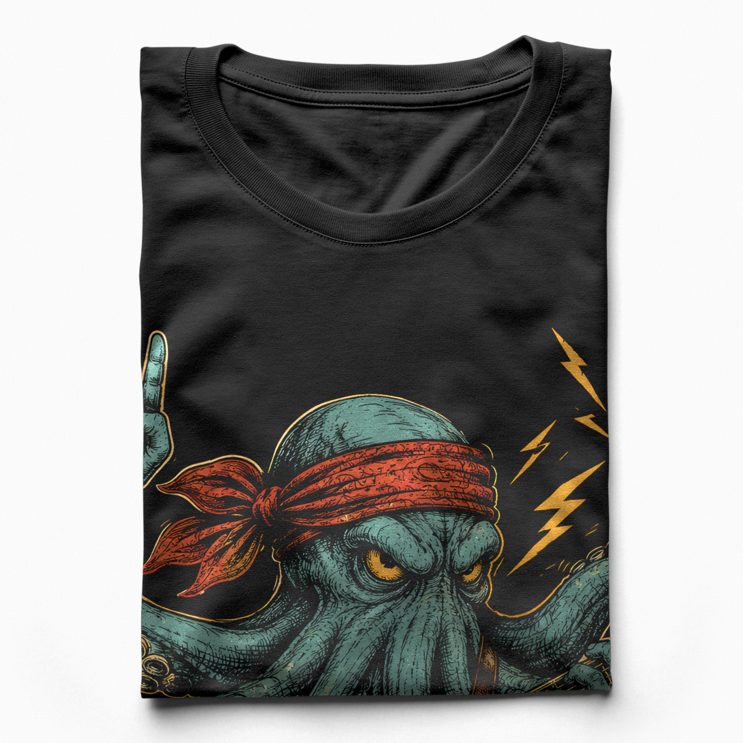 Áo thun Octopus Potter Black - cận cảnh chất vải