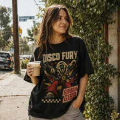 Áo thun Disco Fury Black - người mẫu mặc áo
