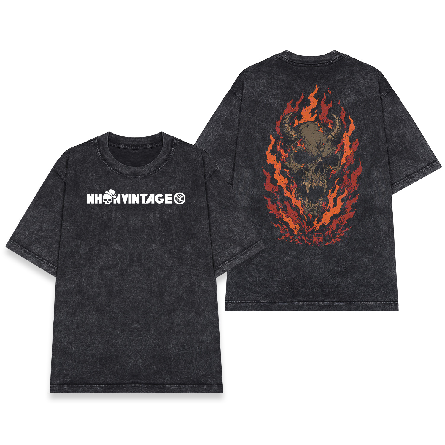 Áo thun Burn It Down Wash - mặt trước và mặt sau