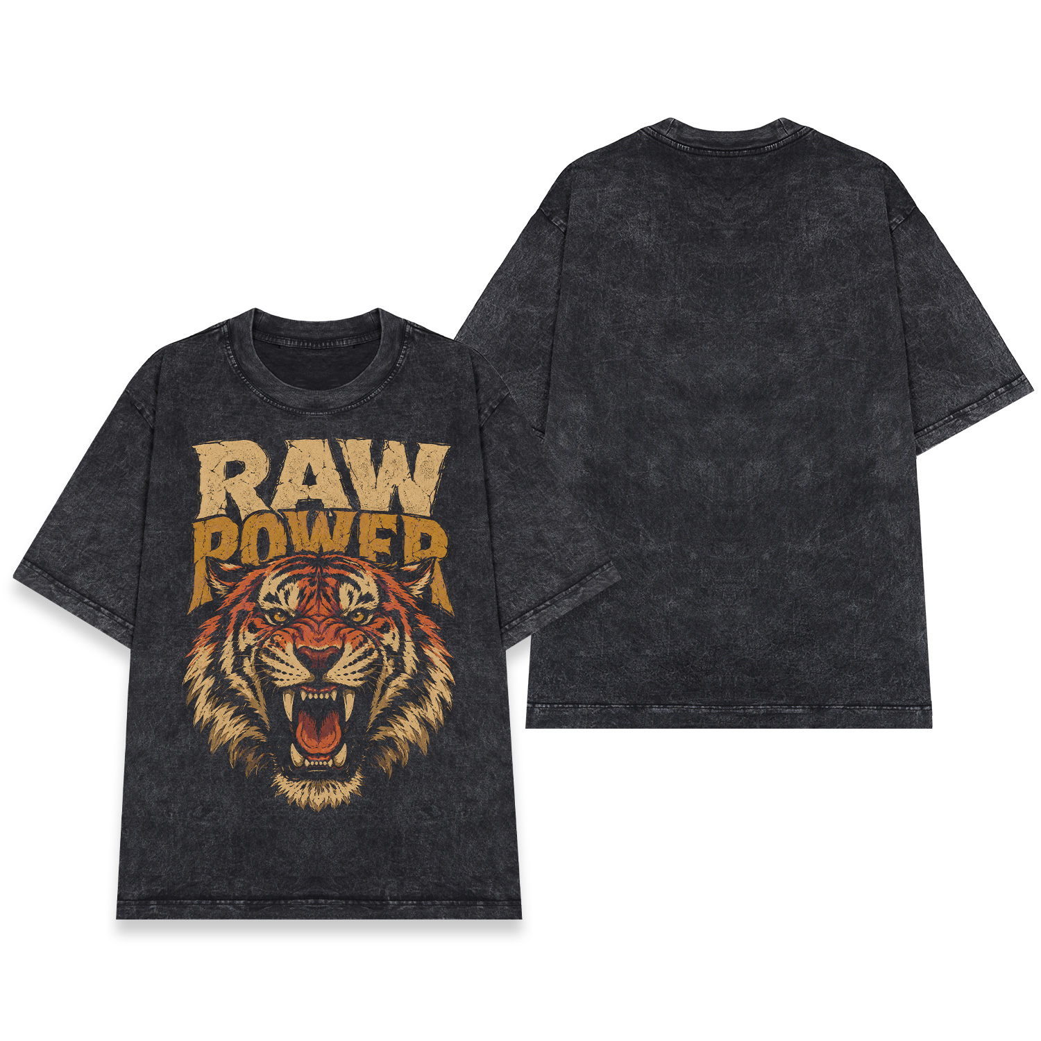 Áo thun Raw Power Wash - mặt trước và mặt sau