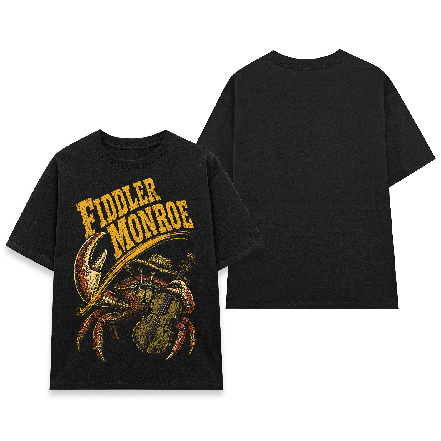 Áo thun Fiddler Monroe Black - mặt trước và mặt sau