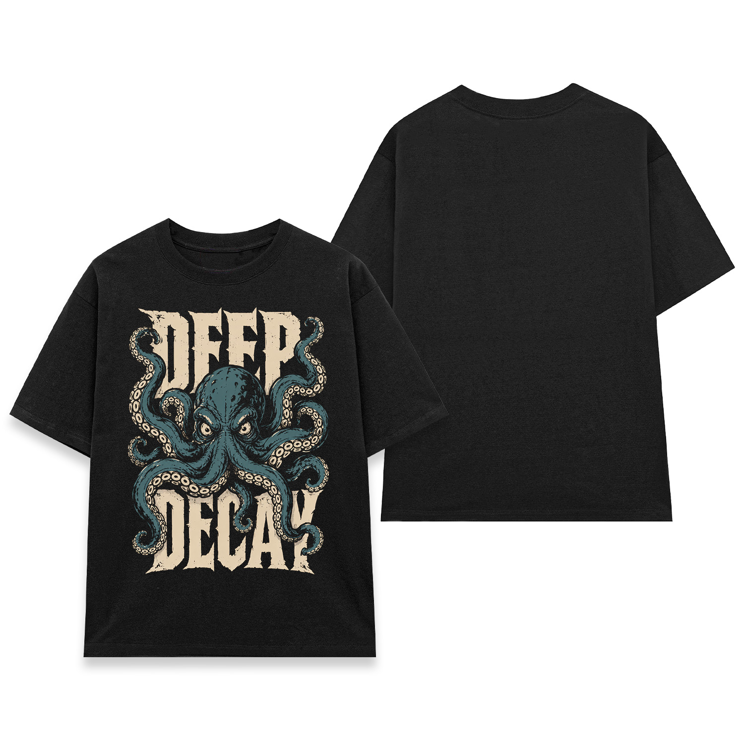 Áo thun Deep Decay Black - mặt trước và mặt sau