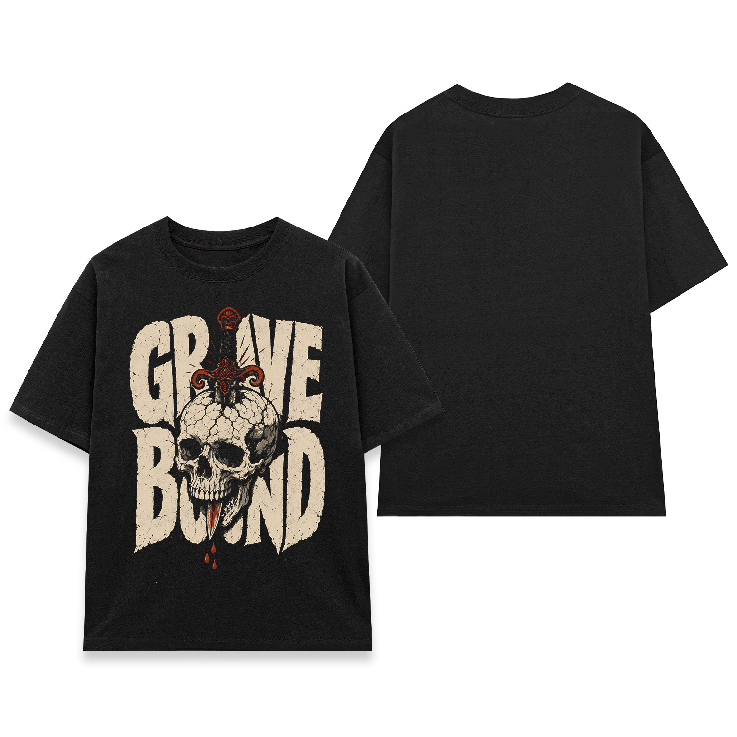 Áo thun Grave Bound Black - mặt trước và mặt sau