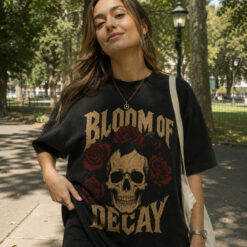 Áo thun Bloom of Decay Black - người mẫu mặc áo