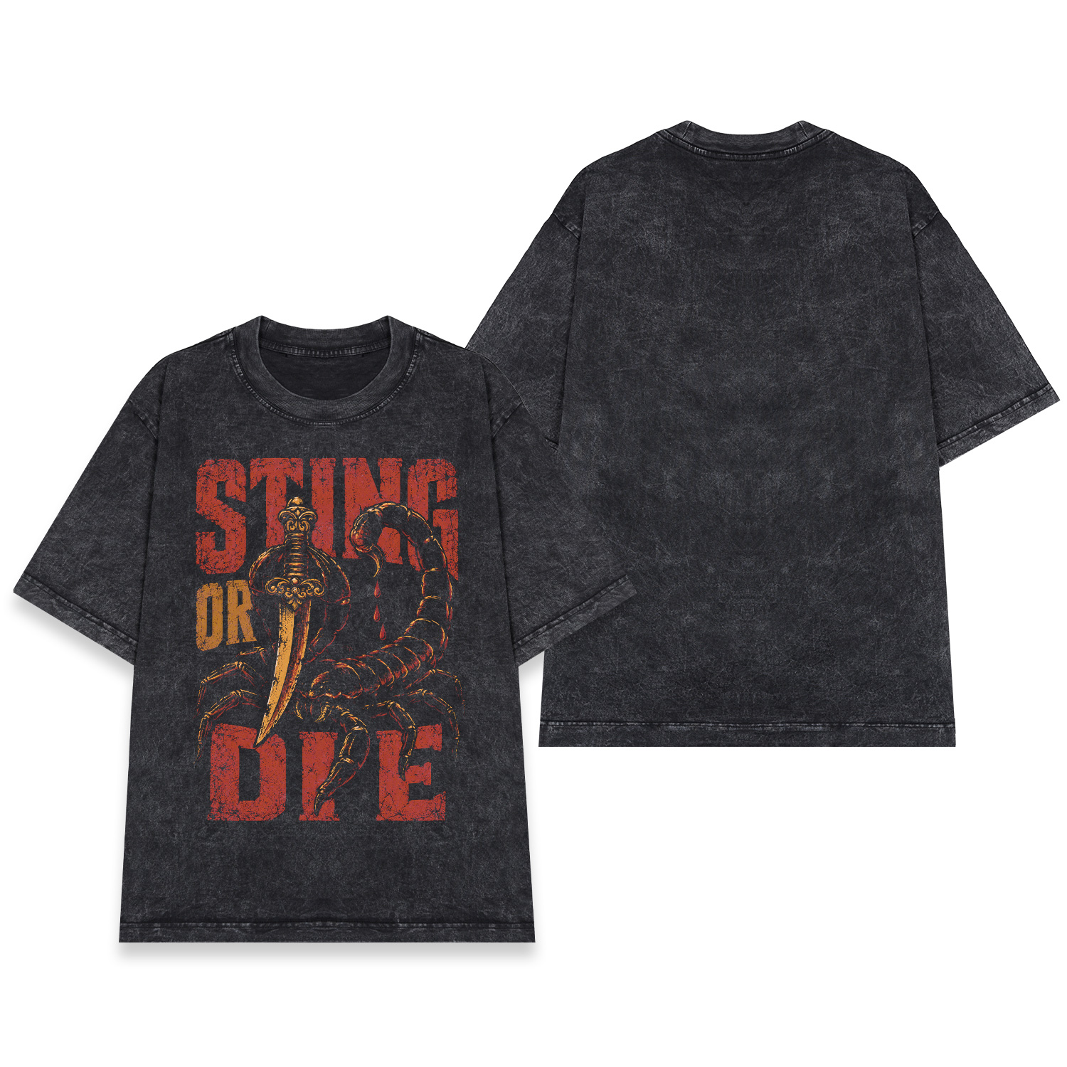 Áo thun Sting or Die Wash - mặt trước và mặt sau