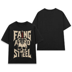 Áo thun Fang and Steel Black - mặt trước và mặt sau
