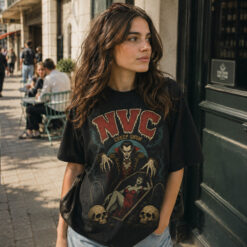 Áo thun NVC Creep Show Black - người mẫu mặc áo