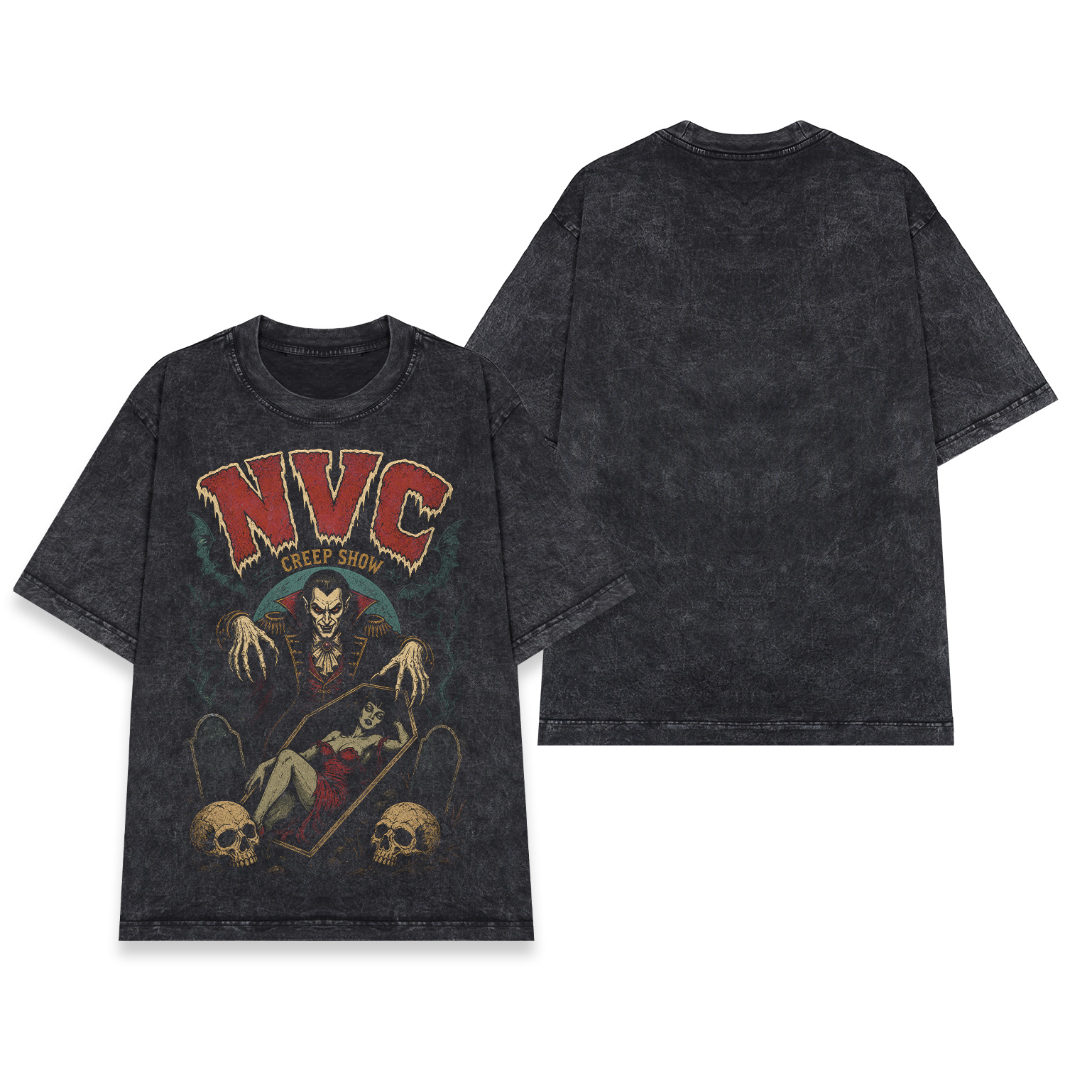 Áo thun NVC Creep Show Wash - mặt trước và mặt sau