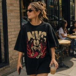 Áo thun NVC Wild Grin Black - người mẫu mặc áo