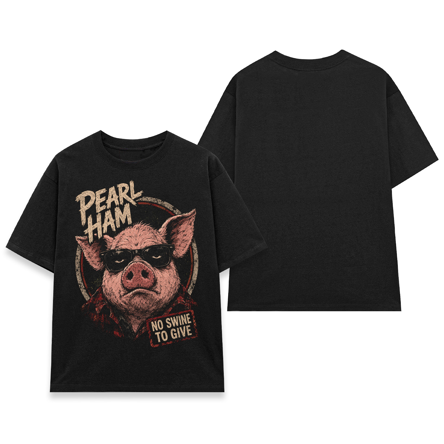 Áo thun Pearl Ham Black - mặt trước và mặt sau