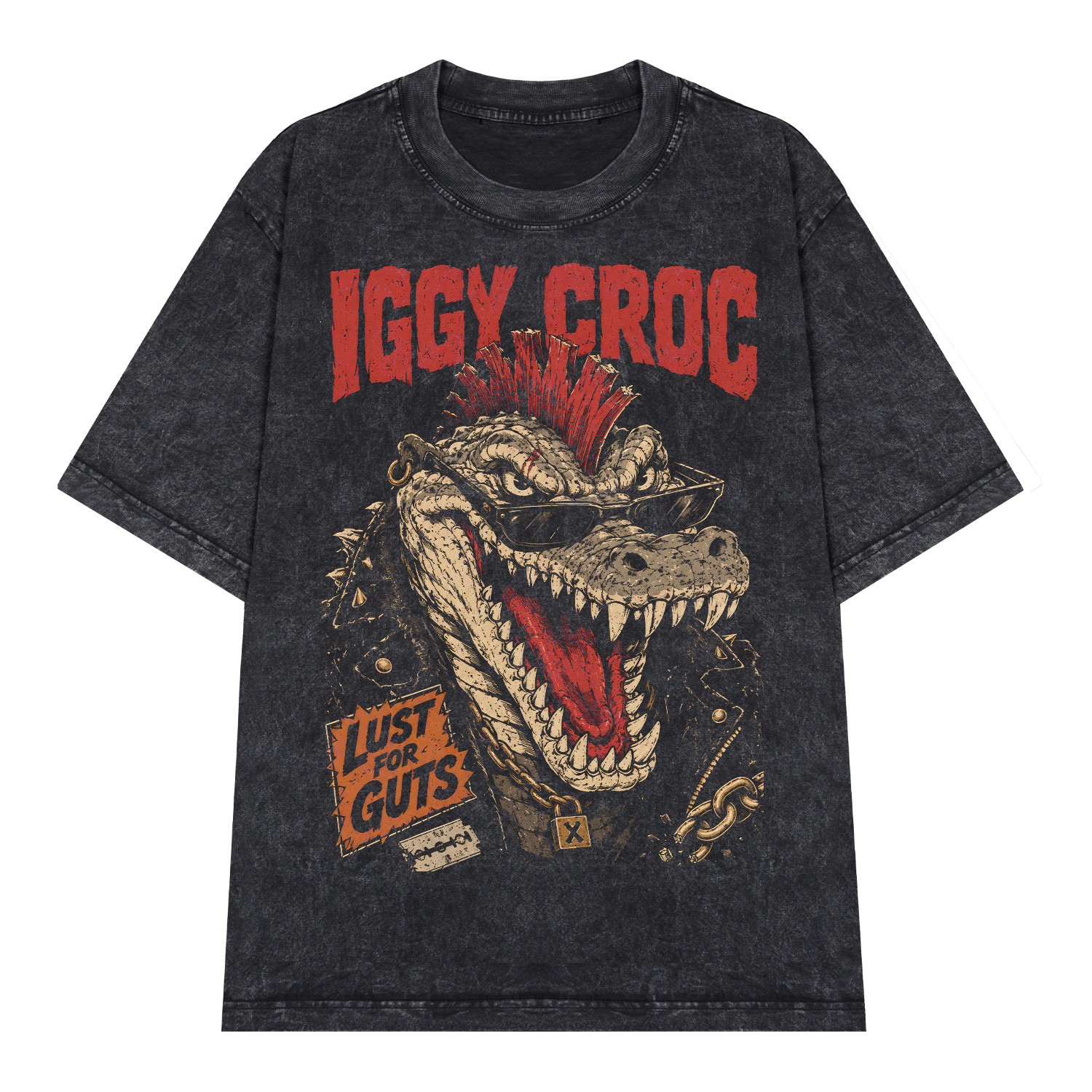 D89WS_1 Áo thun Croc Riot Wash - graphic tee oversized NVC
