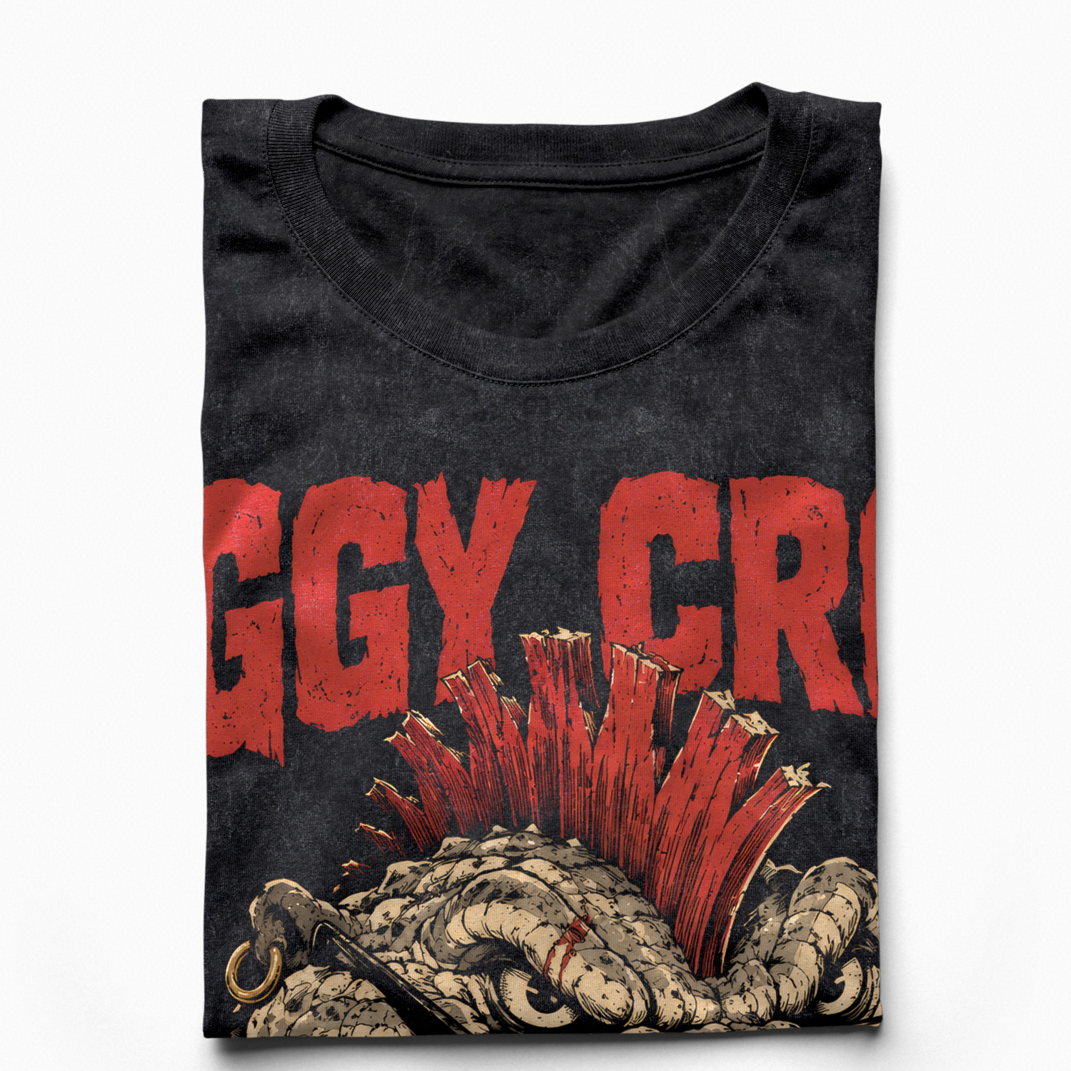D89WS_5 Áo thun Croc Riot Wash - cận cảnh chất vải