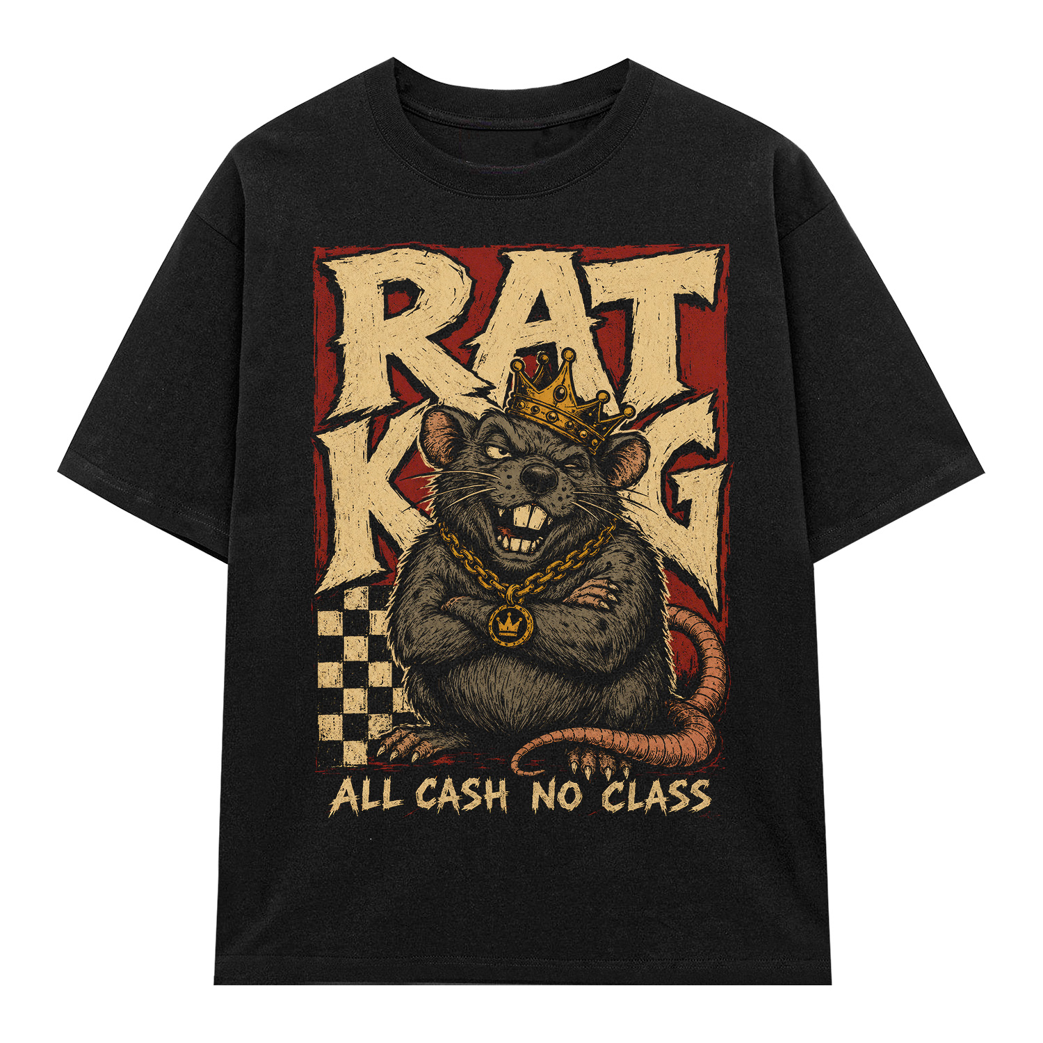 D91B_1 Áo thun Rat King Black - graphic tee oversized NVC