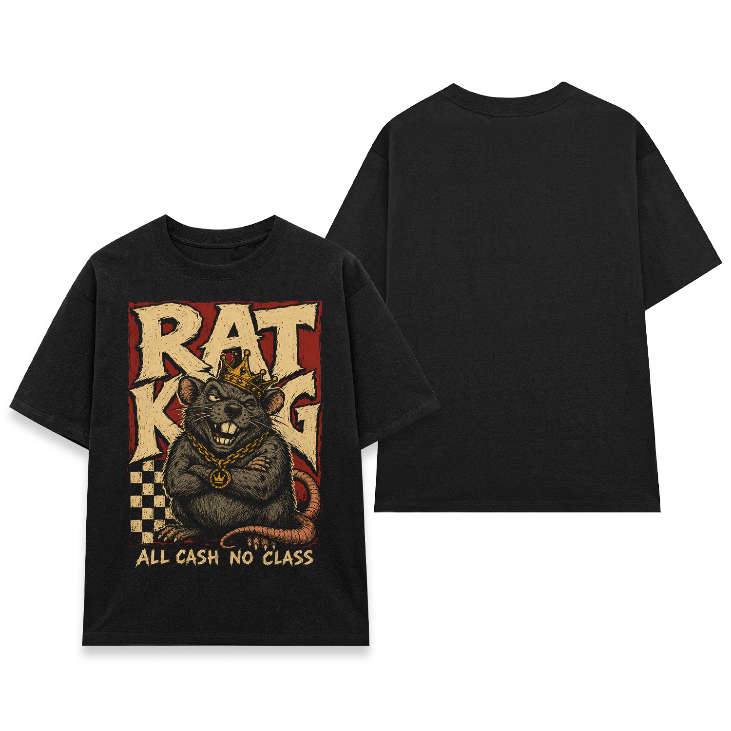 D91B_4 Áo thun Rat King Black - mặt trước và mặt sau
