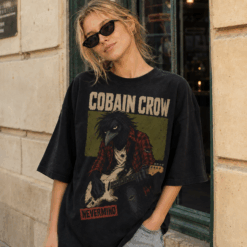 Áo thun Flannel Crow Black - người mẫu mặc áo