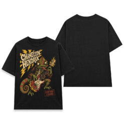 Áo thun Electric Lizard Black - mặt trước và mặt sau